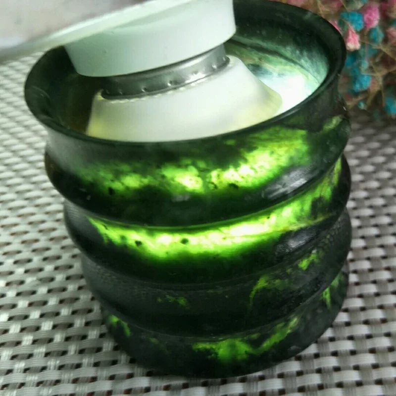 

Natural Black -green Jade ( Serpentine）Hand Carving Slub Teacup Jewelry Healthy and Pollution-freFine Jade Stone Tea set Jewelry