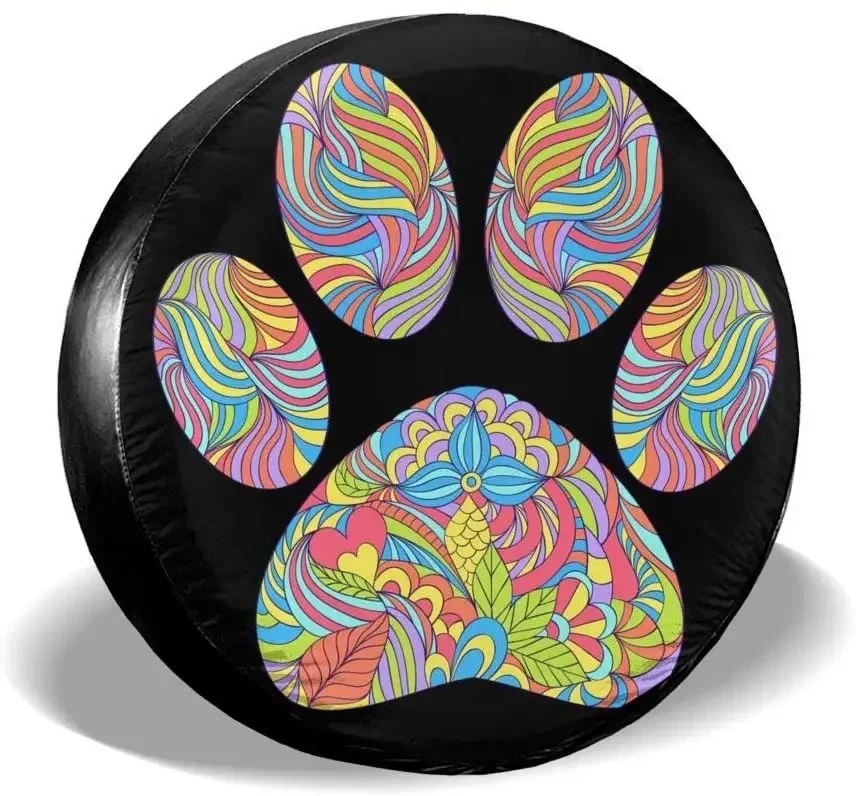 Delerain-cubiertas de neumáticos de repuesto con estampado de pata de perro, para remolque RV, SUV, camiones y muchos vehículos, cubiertas de ruedas, Protector solar impermeable (
