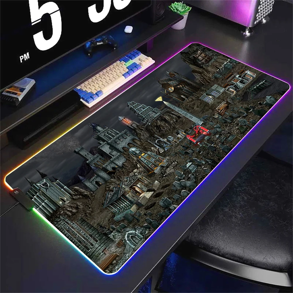 RGB Gamer Keyboard Mat Heroes of Might and Magic 3 Mouse Pad Mousepad Keyboards Computer Accessory Anime Shine Mausepad Mice XL
