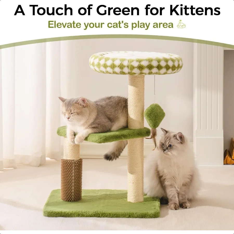 برج شجرة القطط الصغيرة برج القط مع عمود خدش أشجار القطط مع جثم القطط القابل للإزالة للقطط الداخلية الكبيرة الكبار لطيف القط Tre #6