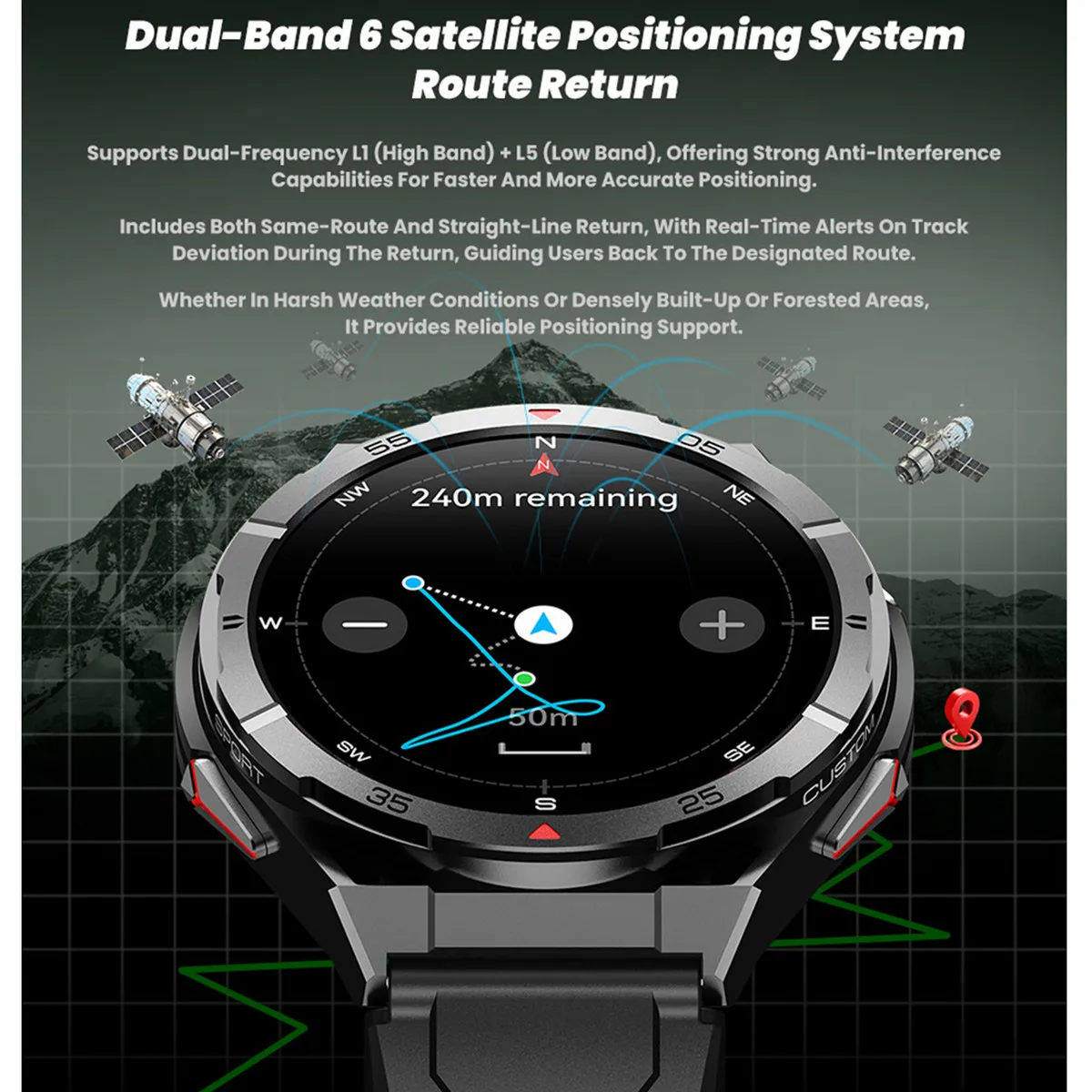 Smart Watch Men 3ATM Waterproof AI Voice Assistant Air Pressure Altitude Compass Bluetooth Call Barometer for Android IOS