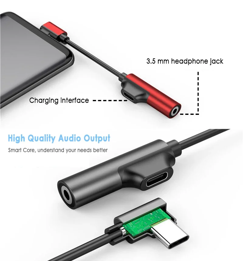 C DAC Adapter 2 In 1 Type C To 3.5 Earphone Adapter Audio Type-c To Earphone 3mm Jack AUX Usb C 3.5 For USB-C 3 5