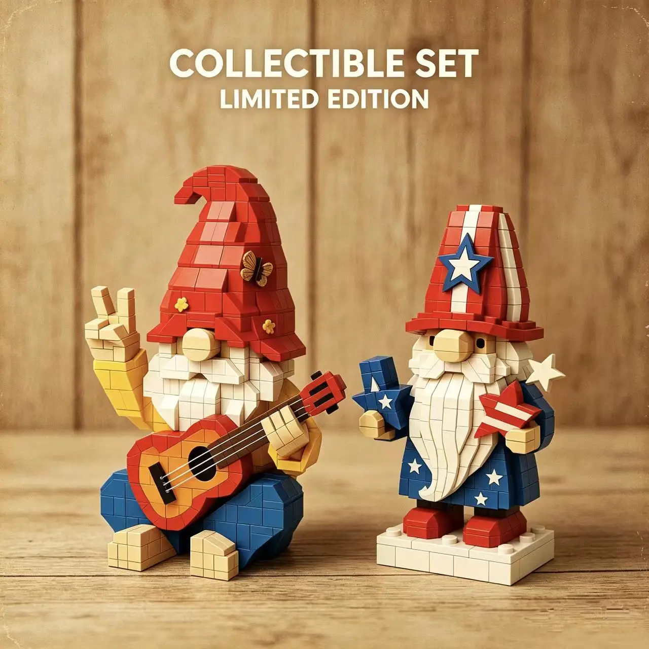 

DIY Gnome Guitar Building Blocks Set Creative Elf Home Decoration Bricks Independence Day Gifts
