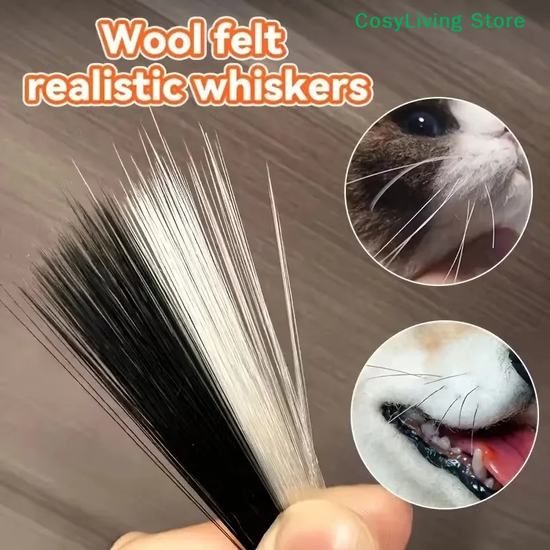 [CL]1Set Realistic Animal Beards Simulation Cat And Dog Whiskers Suitable For DIY Cats And Dogs, Puppets, Wool Felt Accessories