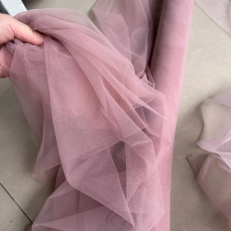 Dusty Rose Tulle Fabric Light Gauze Fog Mesh Soft Delicate Yarn For DIY Background Veil Wedding Dress Fairy Tulle Decoration