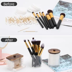 Bathroom Organizer Accessories Set, Qtip starting, storage with light plastic lids, cotton ball dispenser, cotontes jar 9 Main Sales Cotonetes - №3