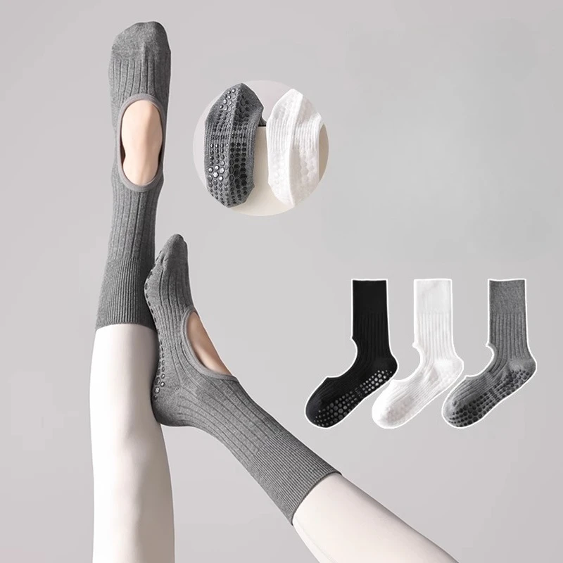 

Yoga Socks Backless Breathable Professional Gym Fitness Pilates Socks Women Solid Color Indoor Floor Workout Dance Sports Socks