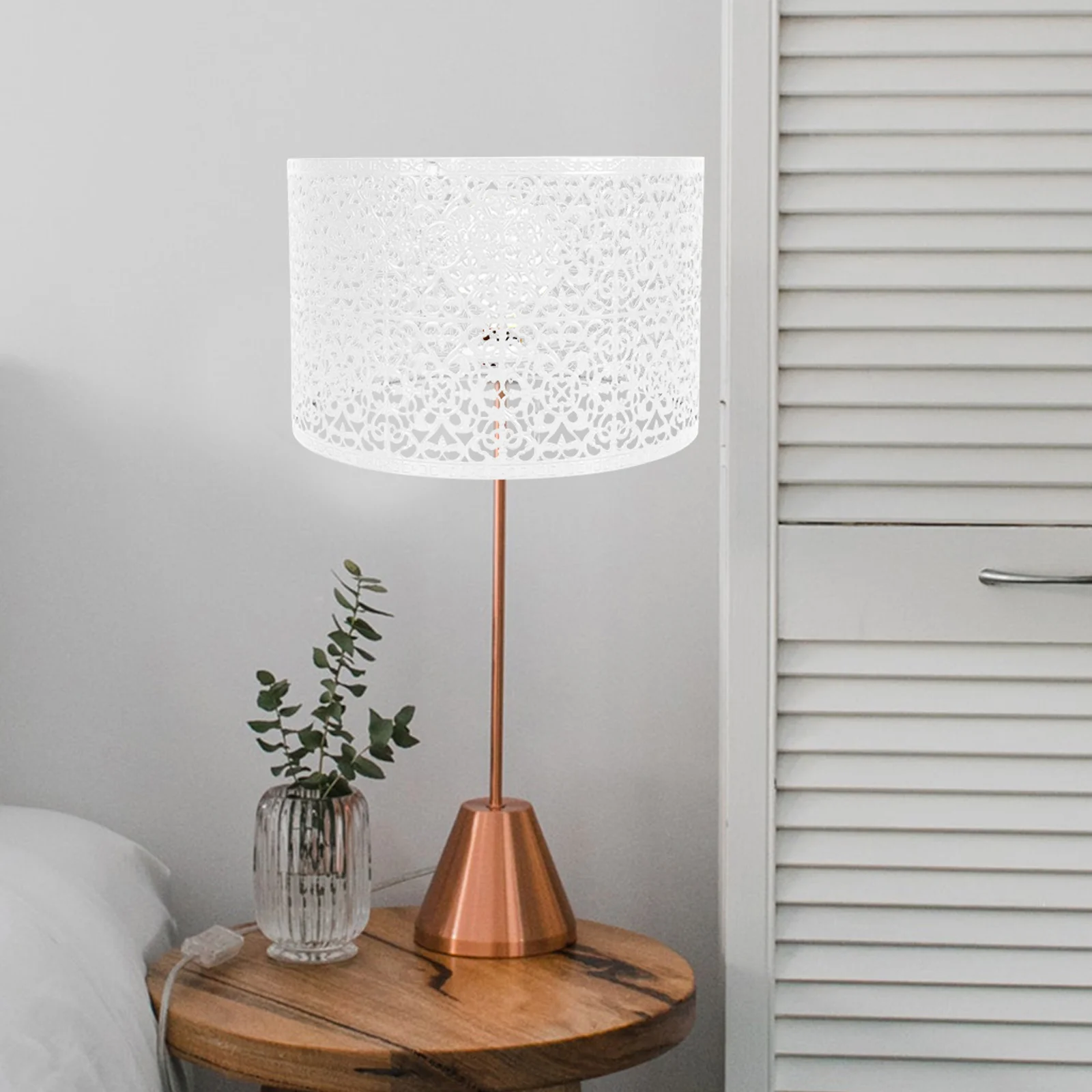 

Metal Lampshade Durable Simple Light Cover Hollow Design E27 E14 Base Fits Table Wall Ceiling Lamps Home Lighting Accessory