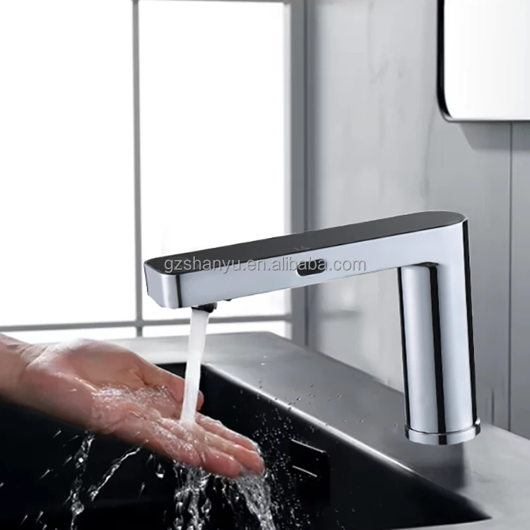 Modern 2 in 1 Brass Automatic Sensor Tap Touchless Bathroom Faucet Both Infrared Sensor Basin Faucets and Foam Soap Dispenser