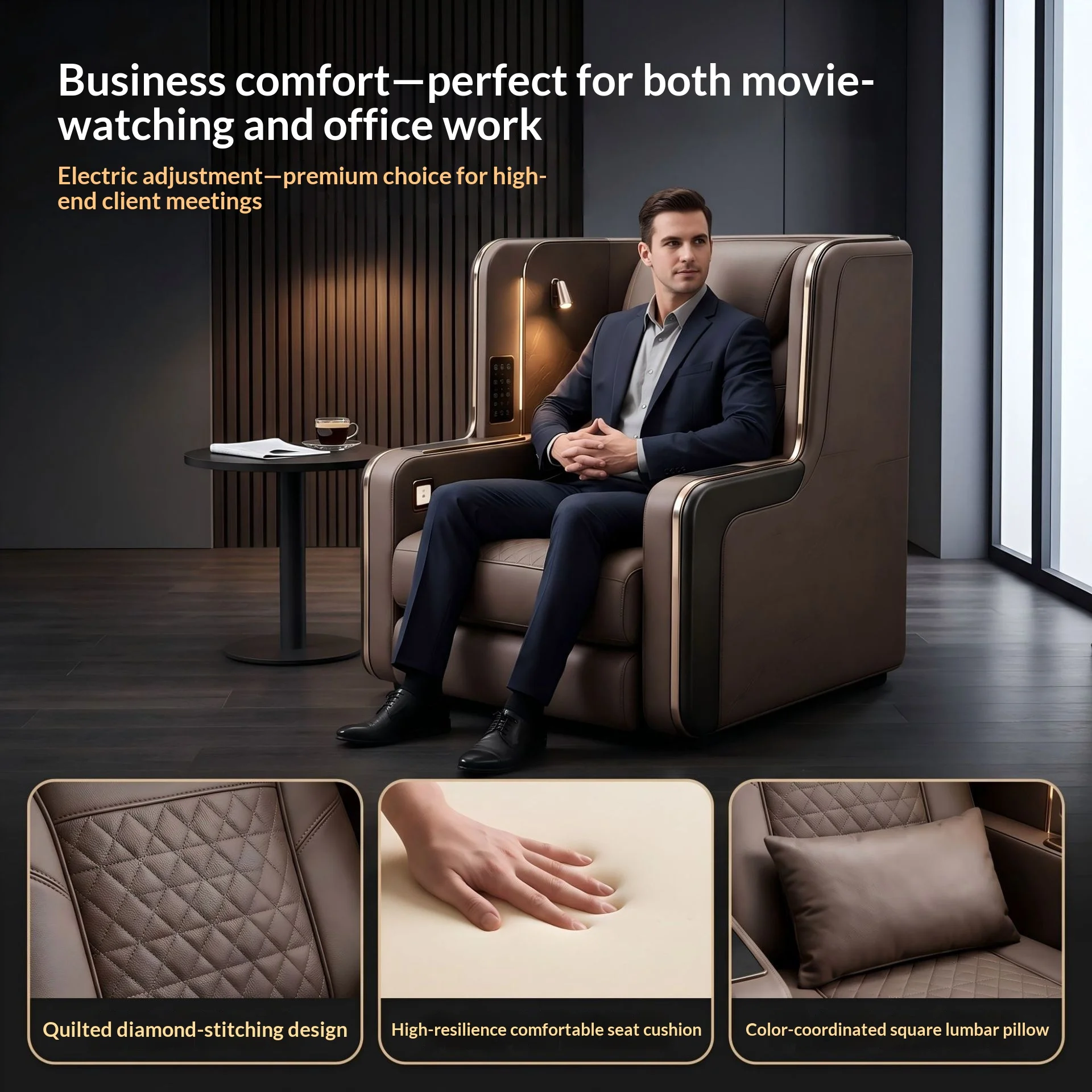 Home Theater Electric Genuine Leather Reclining Sofa Chair Modern Design Wireless Charging Multifunctional Features For Living