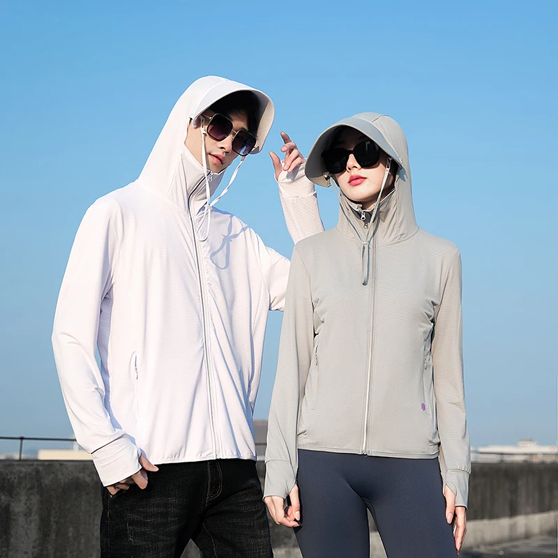 New Summer High Quality Ice Silk Slim Fit Couple Sunscreen Clothing Comfortable Breathable Outdoor Sports UV Protection Coat