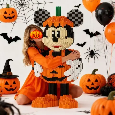 Halloween Pumpkin Mickey  Puzzle Ornaments Kids Building Blocks Toy 3D Stereoscopic Puzzle Models Puzzle Toys Birthday Gifts