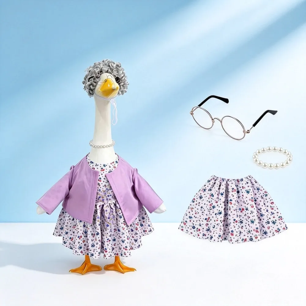 Old Lady Grandma Porch Goose Outfit Fit 23 Inch Lawn Goose Statue Clothes Yard Decor Exclude Goose