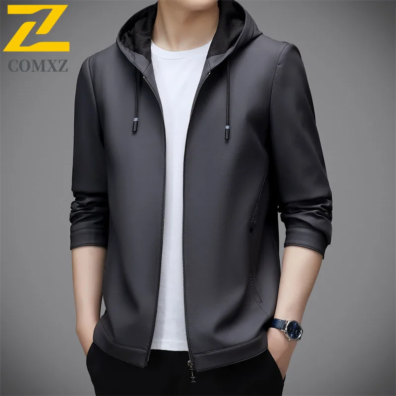 

Mens Leather Jacket 2025 Autumn New Light Luxury Hooded Leather Coat Business Casual Stylish Wear Premium Quality Jackets