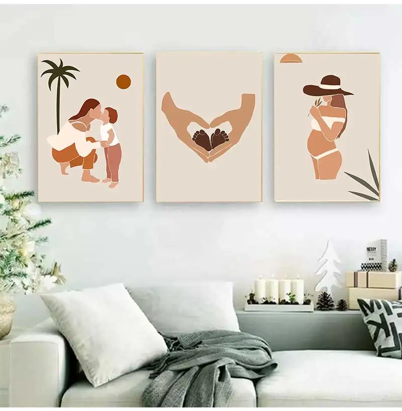 Love Family Hands Abstract Couple Dad Mom Baby Poster Wall Art Abstract Boho Canvas Paintings Prints Picture Bedroom Home Decor