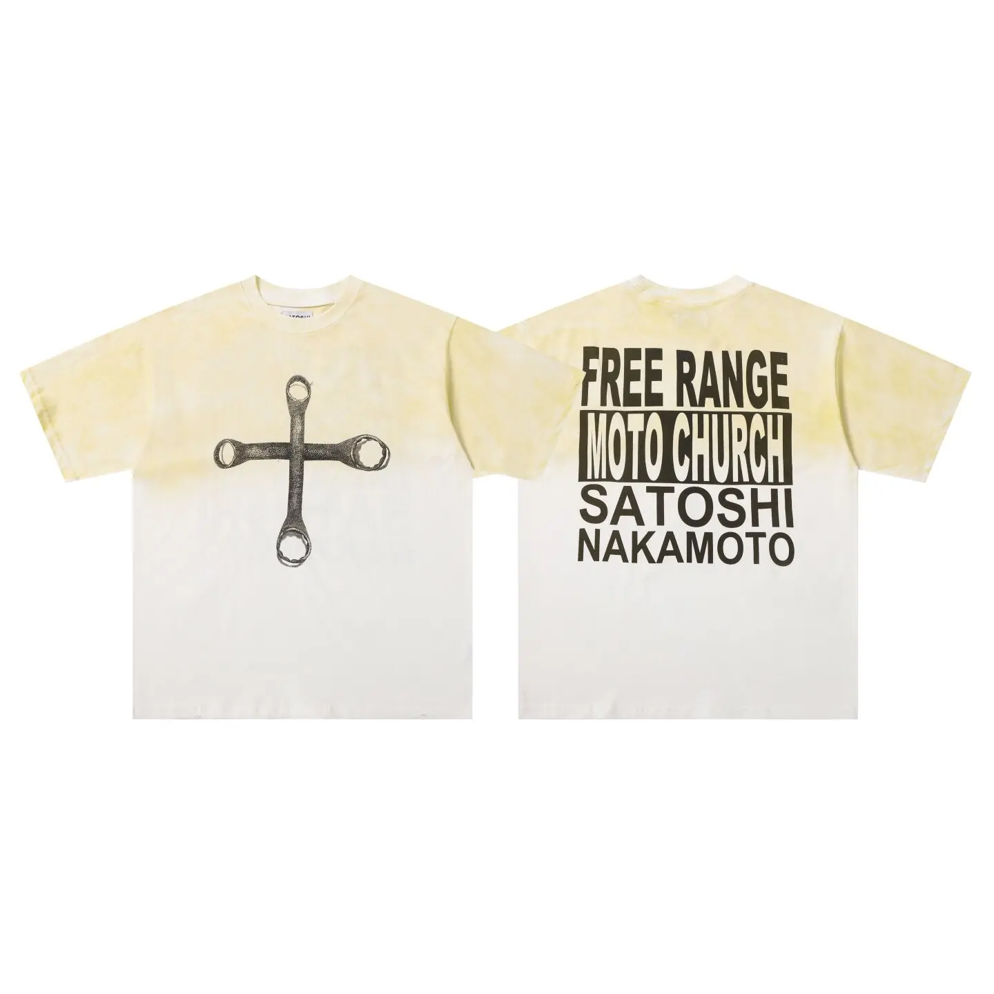 Satoshi Nakamoto Spray Monkey Graphic T Shirt Men Women Oversized Vintage Washed Distressed Streetwear Short Sleeve Tee