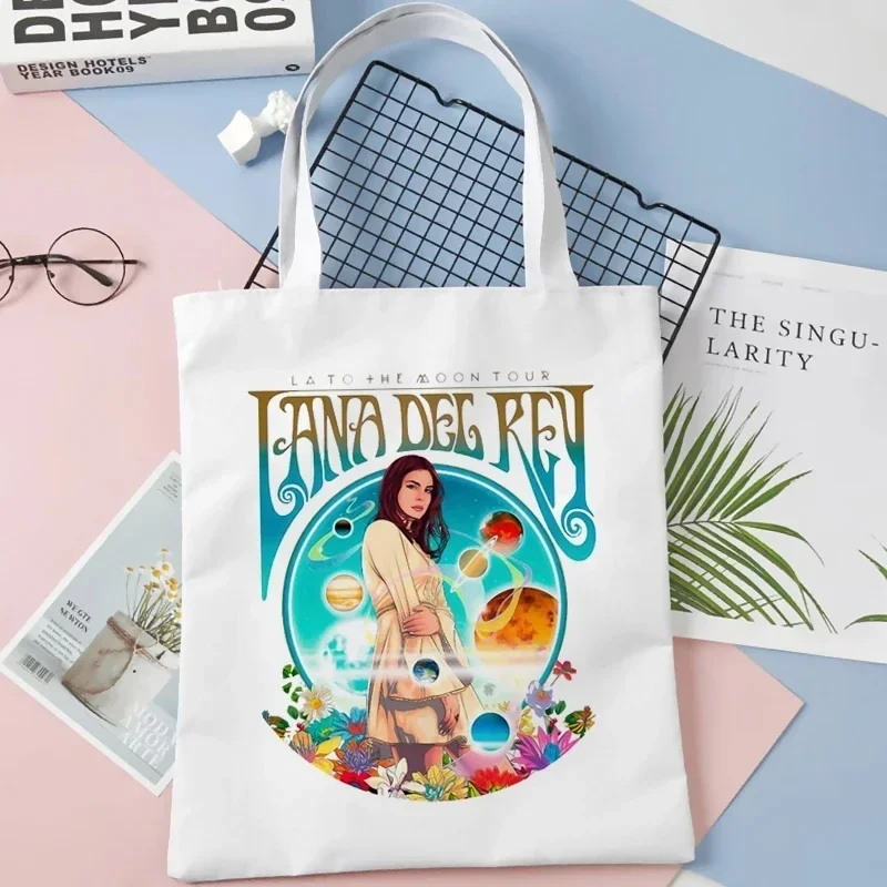 Lana Del Rey damska torba na płócienna Tote o dużej pojemności Harajuku torba na zakupy Hip-hop Cartoon damska torba na ramię Drop Shipping