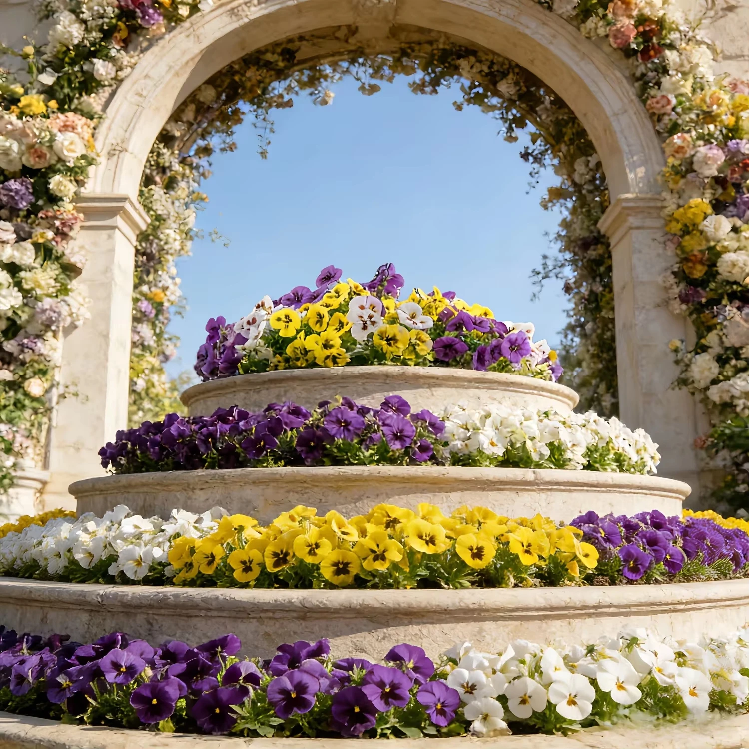 100 Pansies and Viola, Holiday Decorative Flowers, Uv-Resistant, Suitable for Outdoor Garden Decoration, Spring and Summer Decoration, Artificial Flowers Suitable for Indoor/Outdoor Decoration, Suitable for Luxury Homes, Offices