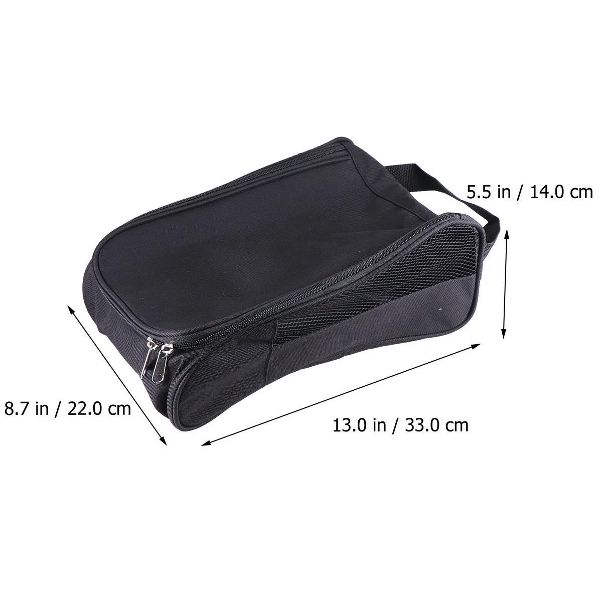 Black Ventilated Shoe Bag for Golf Zippered Carrier Protects Shoes Durable Travel Shoe Storage Pouch for Soccer Tennis