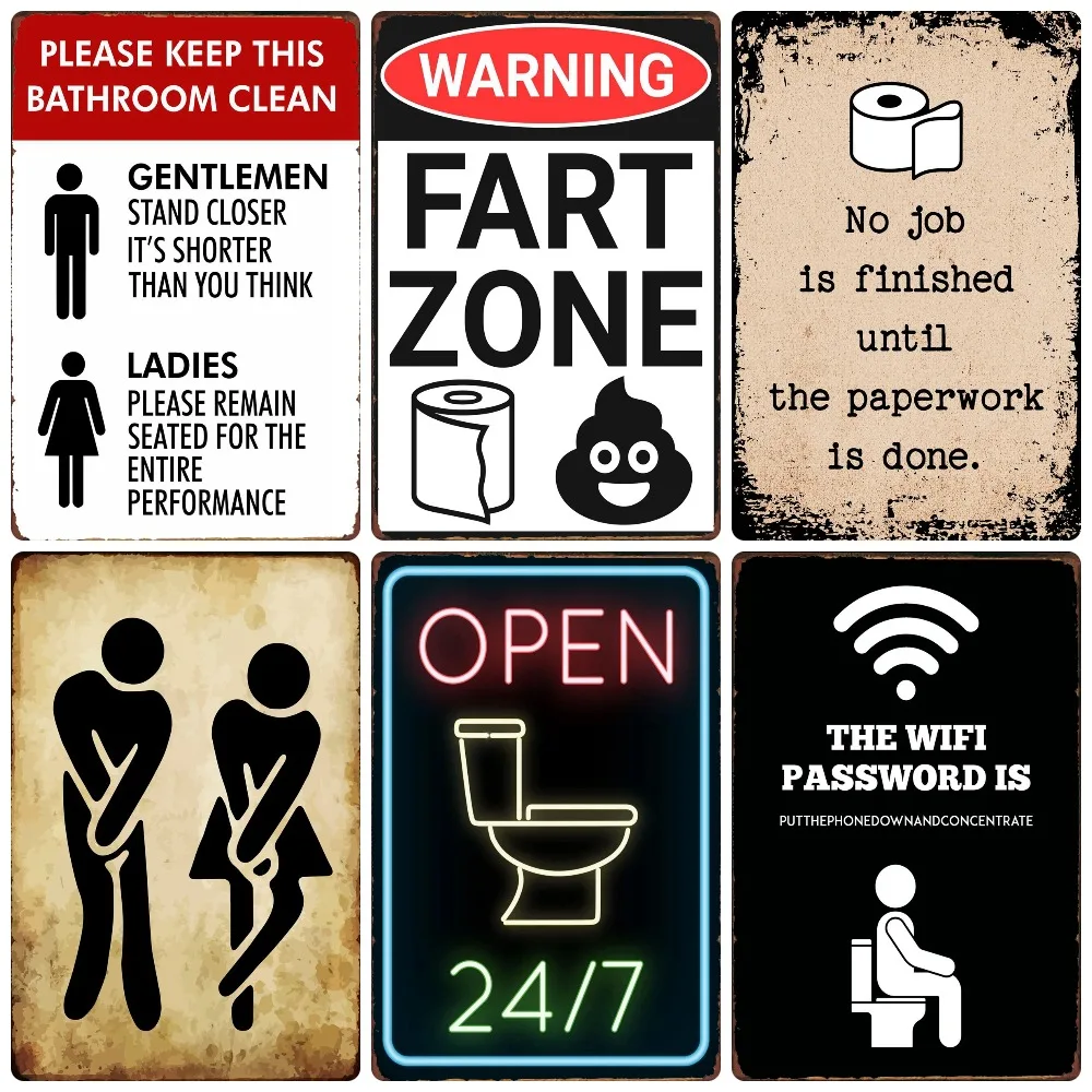 Funny Personalized Washroom, Metal Tin Signs, Vintage Toilet Sign