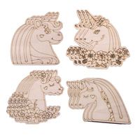 8pcs Unicorn Wooden Crafts Kids DIY Painting Carton Ornaments For Unicorn Party Decoration Happy Birthday DIY Gift Supplies