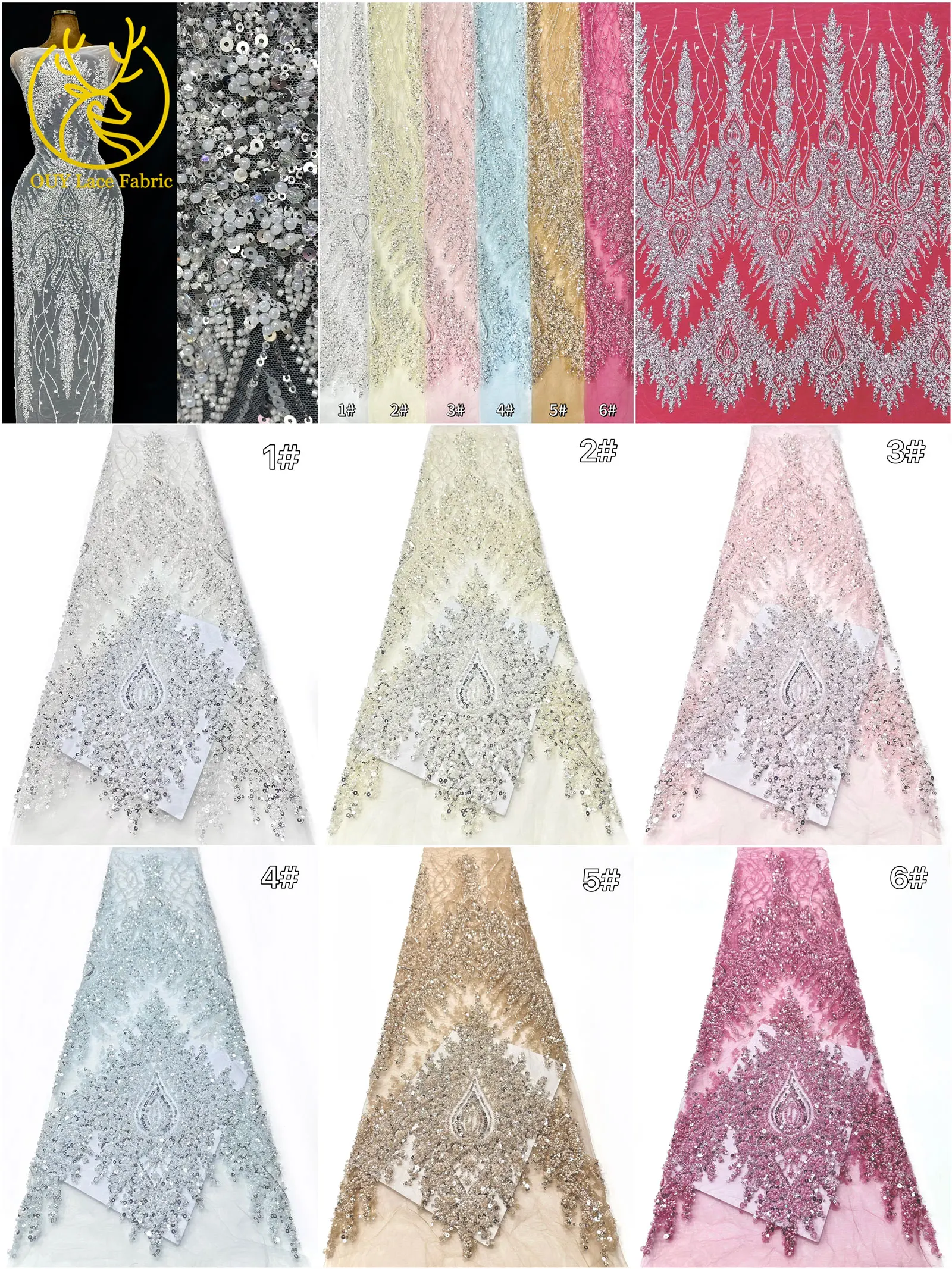 Neues Design Afrikanischer Bräutigam Stickerei-Perlen-Spitzenstoff Hochwertiger Französischer Pailletten-Netzstoff Nigerianisches Damen-Abendkleid – Detail 3