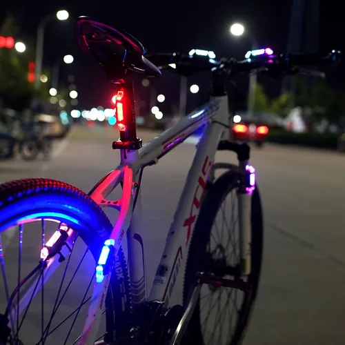 Imagen 2 del producto Luz trasera LED recargable por USB para bicicleta de montaña, advertencia de seguridad, luces intermitentes delanteras y traseras, accesorios para conducción nocturna