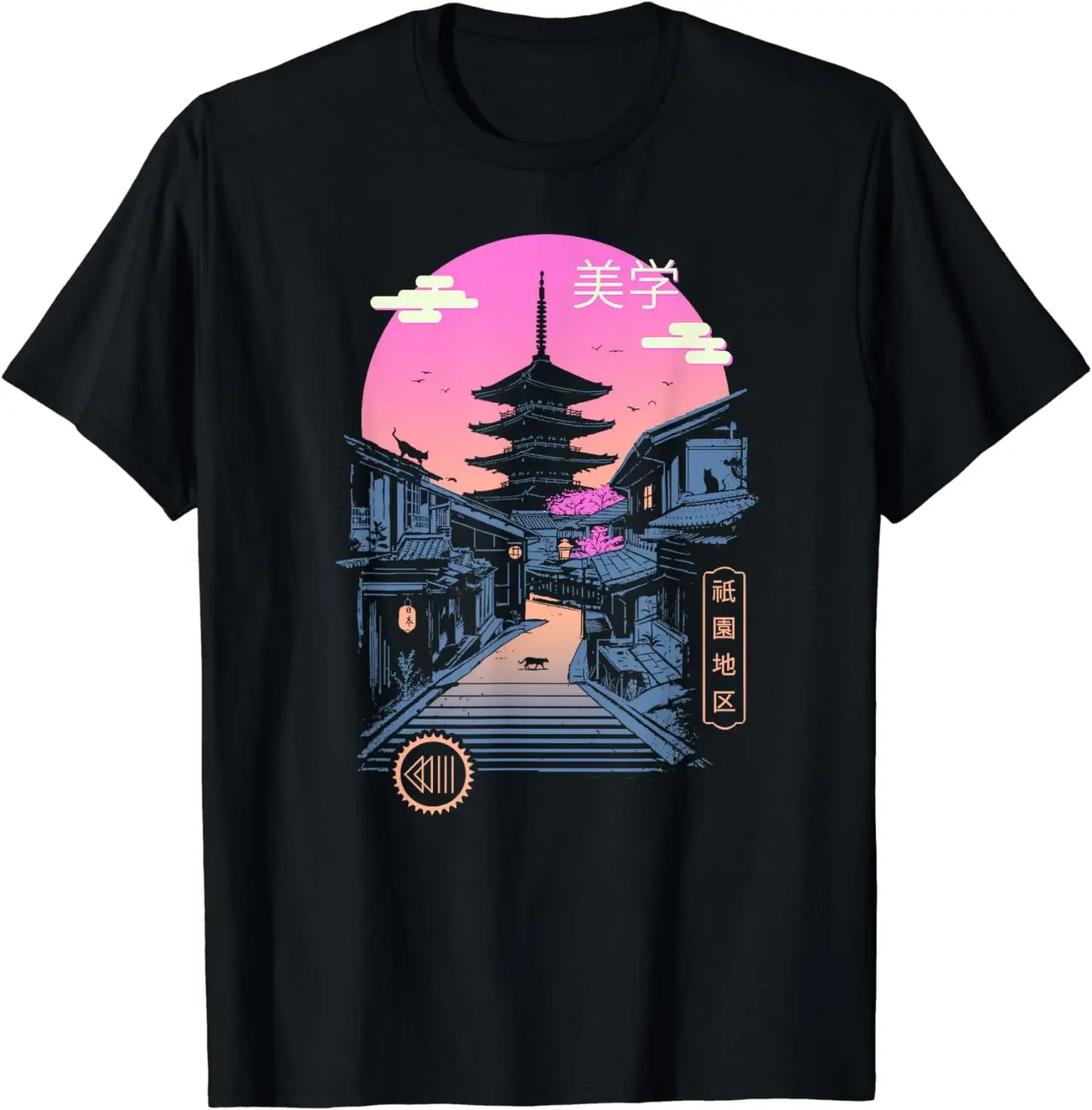 Graphic T Shirts   men Clothes  Camisetas Pagoda Wave Aesthetics T-Shirt Festival Wear Clothes Tees men clothing harajuku