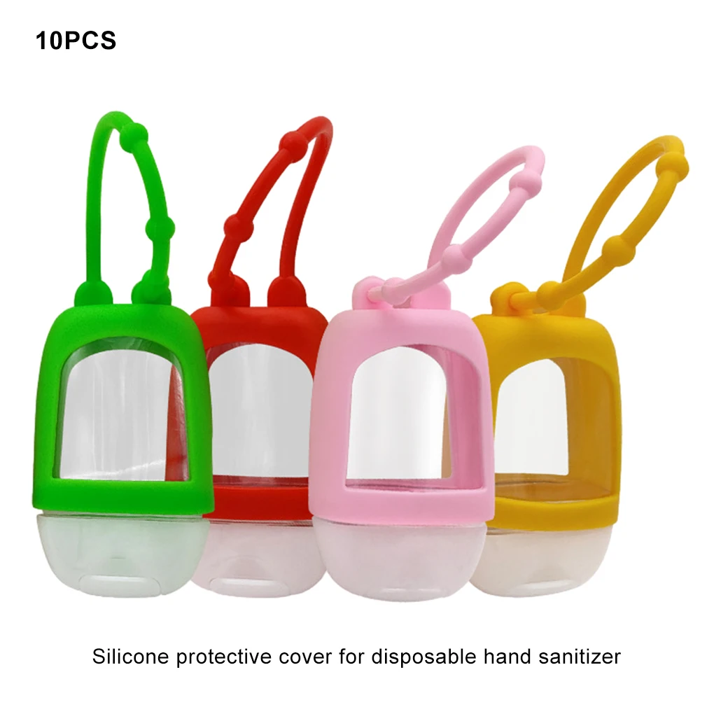 10pcs 30ml Hand Soap Bottle Portable Mini Empty Bottle Traveling Refillable Hand Sanitizer Sub Bottle Silicone Protective Cover