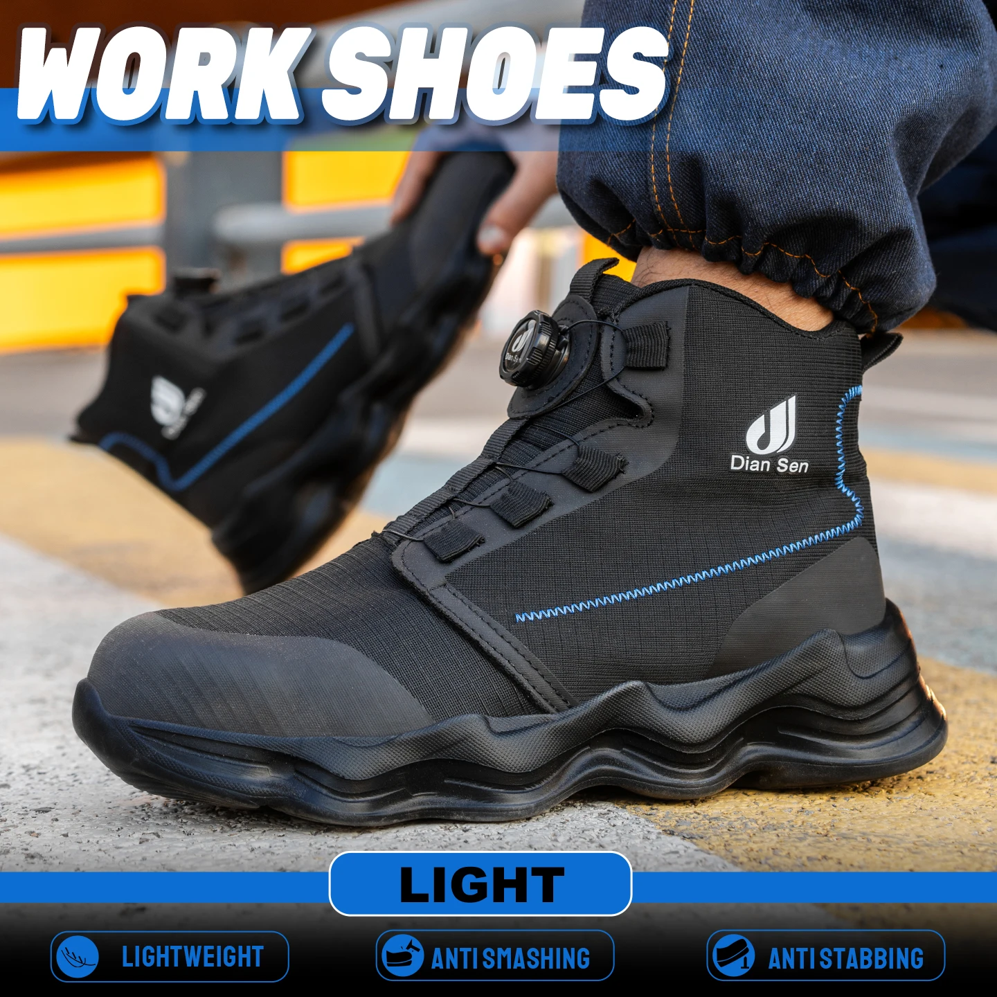 Lightweight Men's Safety Boots, Men's Work Safety Shoes, Puncture Resistant Work Sports Shoes, Men's Anti Slip Work Shoes