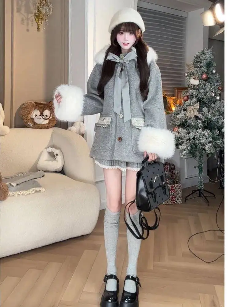 Women's Woolen Coat Hepburn Style Short Coat Korean Style Versatile Fashionable Autumn Winter New Arrival Premium Feel