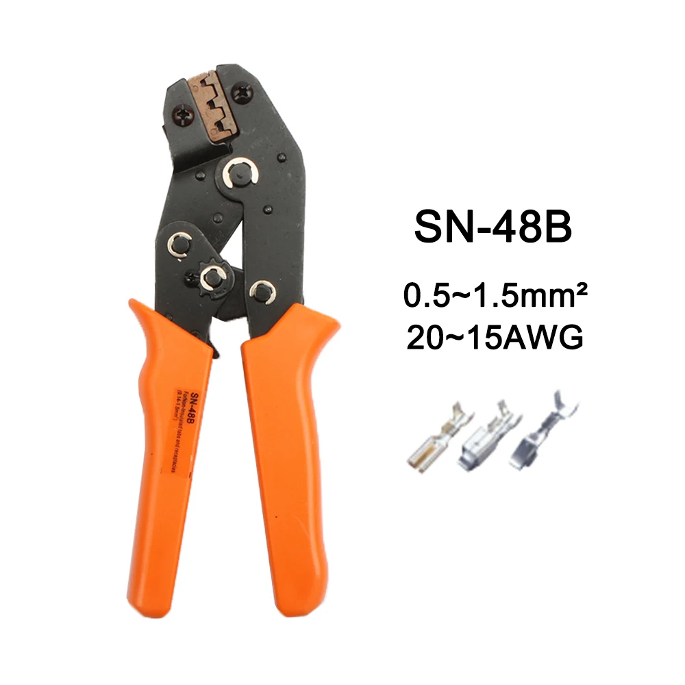 Alicates de prensado de SN-48B, kit de terminales aislados de tubo, bolsa, abrazadera eléctrica, herramientas de marca, 7 mandíbulas, para 2,8, 4,8, C3, XH2.54, 3,96, 2510