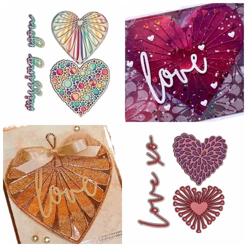 

Love Heart Metal Cutting Dies New 2021 Missing You Love Xo Decorative Crafts Embossing Die Cuts for Album Paper Cards