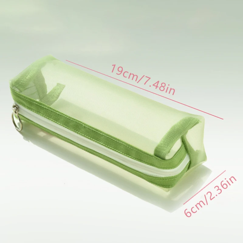 Bolsa de lápices de papelería transparente para examen de estudiante, estuche de bolígrafos de malla de nailon dedicado, bolsa Unisex, suministros escolares, venta al por mayor