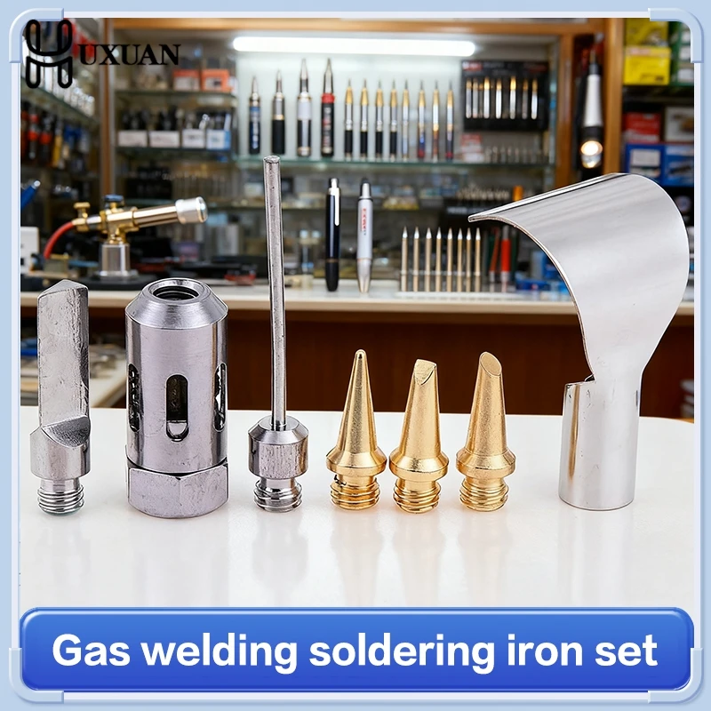 HS-1115K Butane Gas Soldering Iron Kit Welding Kit Torch Pen Tool /1Pc Copper+Iron Gas Welding Kit Gas Soldering Iron Head
