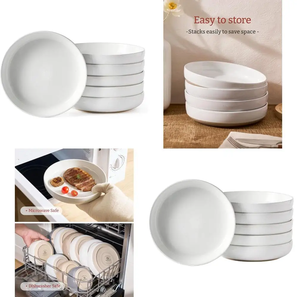 

Set of 6 White Pasta and Salad Bowls, Perfect for Housewarming, Thanksgiving, and Christmas Gifts