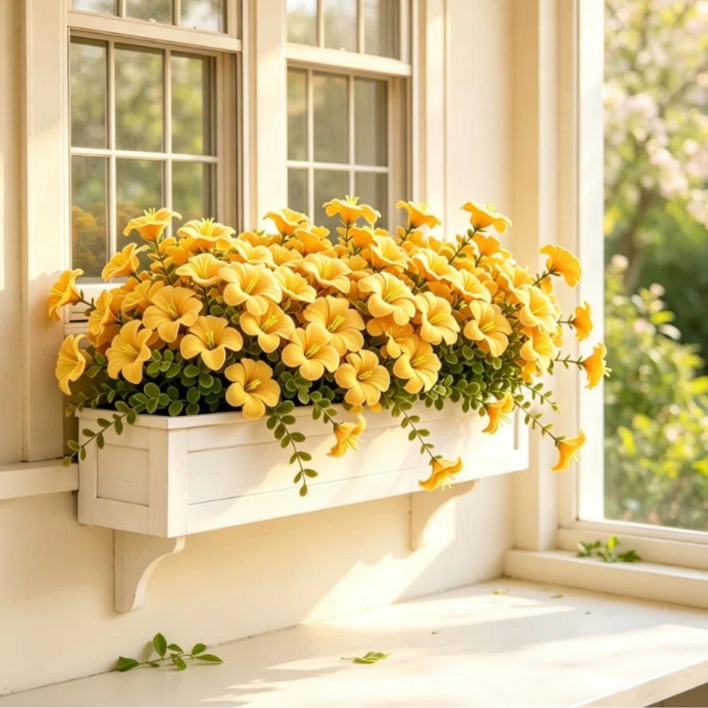 Artificial Flower Bouquet Featuring Bell Vine Design Elements for Porch Balcony and Garden Outdoor Decoration Needs