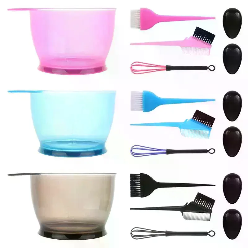 4/6Pcs Hair Dye Color Brush Bowl Set With Ear Caps Dye Mixer Hair Tint Dying Coloring Applicator Hairdressing Styling Accessorie