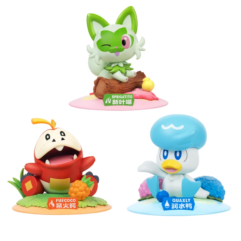 Anime Pokemon Actionfiguren Quaxly Sprigatito Fuecoco Echte Sammler-Serie von Modellfiguren, Ornamenten, Spielzeug, Geburtstagsgeschenk