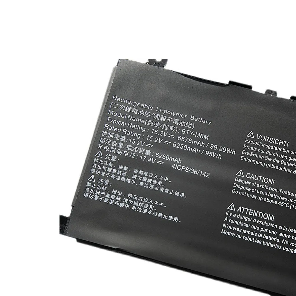 NEW BTY-M6M Laptop Battery For MSI Creator 15 A10SD A10SF GS66 Stealth 10SFS 10SGS 10SE-045 10UG GE66 Raider 10SFS WS66