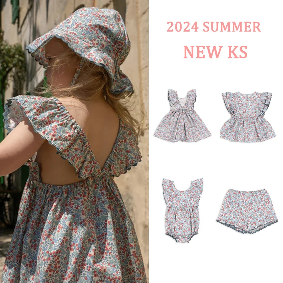 2024 Summer New KS Dress Girls Sleeveless Clothes Children Party Dress Baby Girl Skirt Birthday Fashion Dress Child Clothing