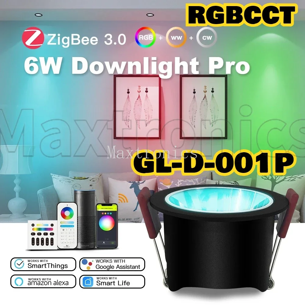 

ZigBee3.0 RGBCCT LED Downlight 6W Recessed Lighting ZigBee2mqtt Home Assistant App Voice Remote Control Ceiling Lamps GL-D-001P