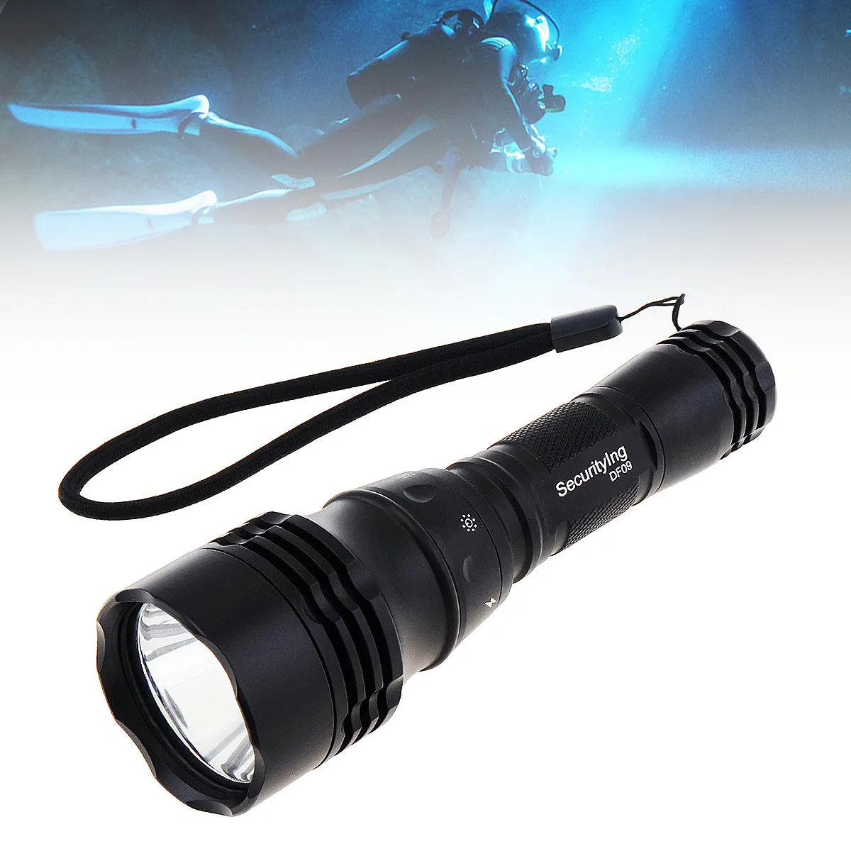 

SecurityIng DF09 Scuba Diving Flashlight 290 Lumen Underwater Lights 30M Waterproof IPX8 Dive Light for Outdoor/Diving/Camping