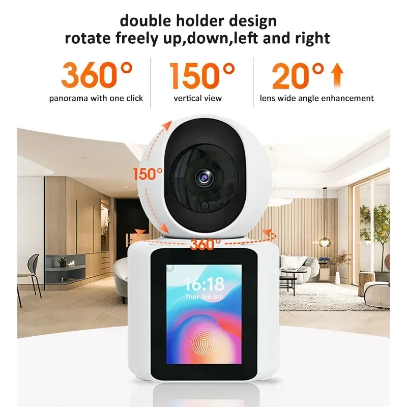 Smart Wifi Camera Indoor Baby Monitor Intelligent Night Vision Wireless PTZ Cam IM CAM 1080P 2.8 Inch IPS Screen Video Calling