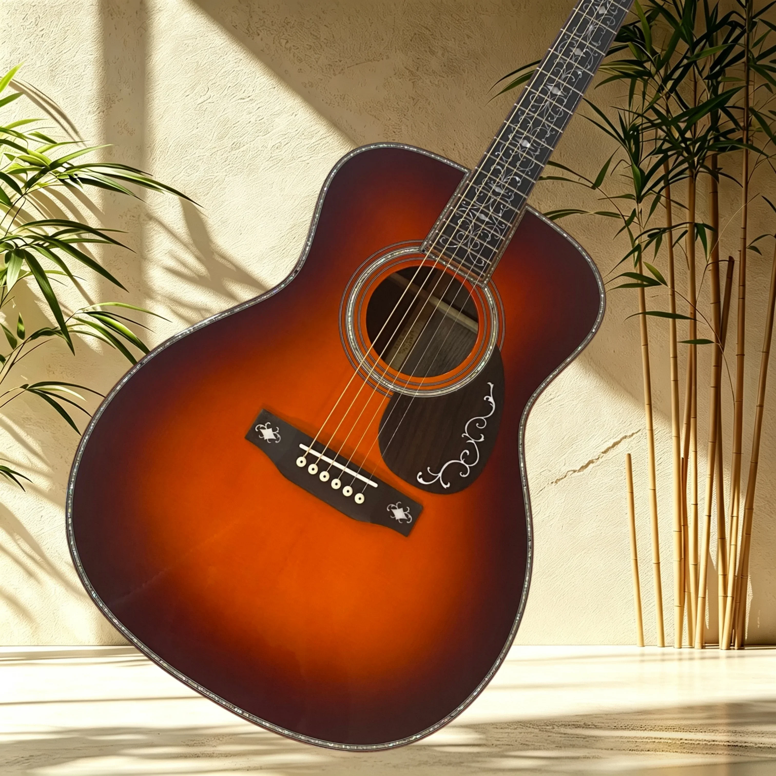 OM45 1933 Sunburst  Acoustic Guitar Spruce Top Rosewood Back Sides Ebony Fretboard Vine Inlay Abalone Binding Fingerstyle