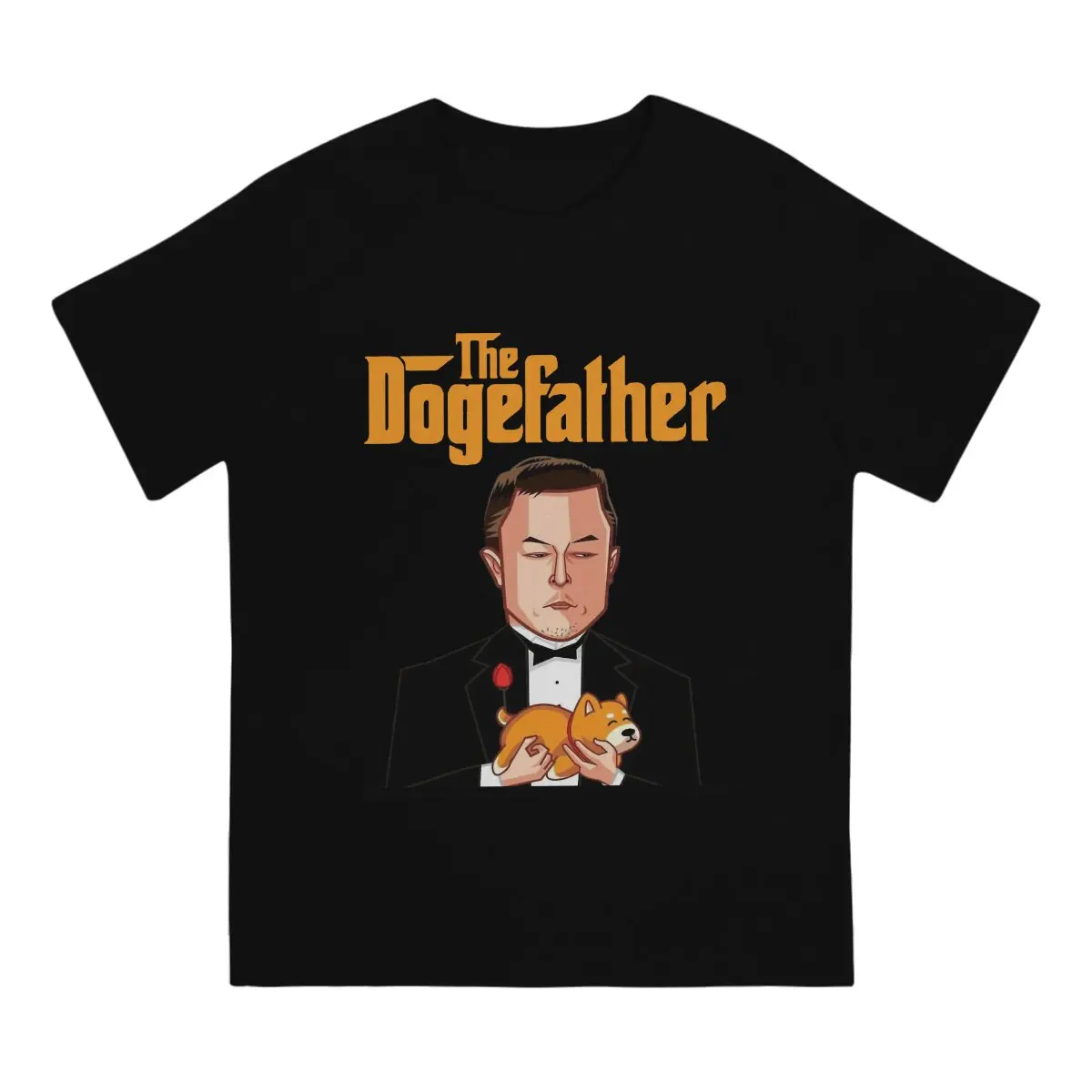 The DogeFather Elon Musk Men TShirt Shiba Inu Crypto Coin O Neck Tops Polyester T Shirt Humor Birthday Gifts