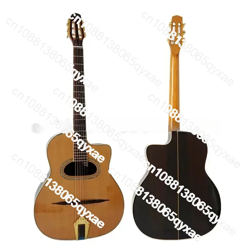 Acoustic Guitar Handmade Professionals Playable Gloss Finish D Hole Arch Top Steel String Gypsy Jazz Manouche