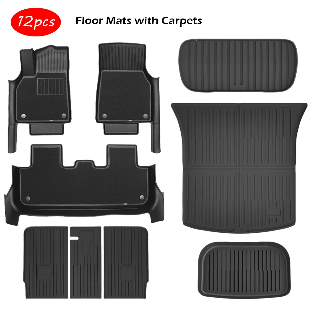 Vloermat met dorpelstrip voor 2025 2026 Tesla Model Y Juniper All Weather TPE kofferbakmat achterbankbeschermer