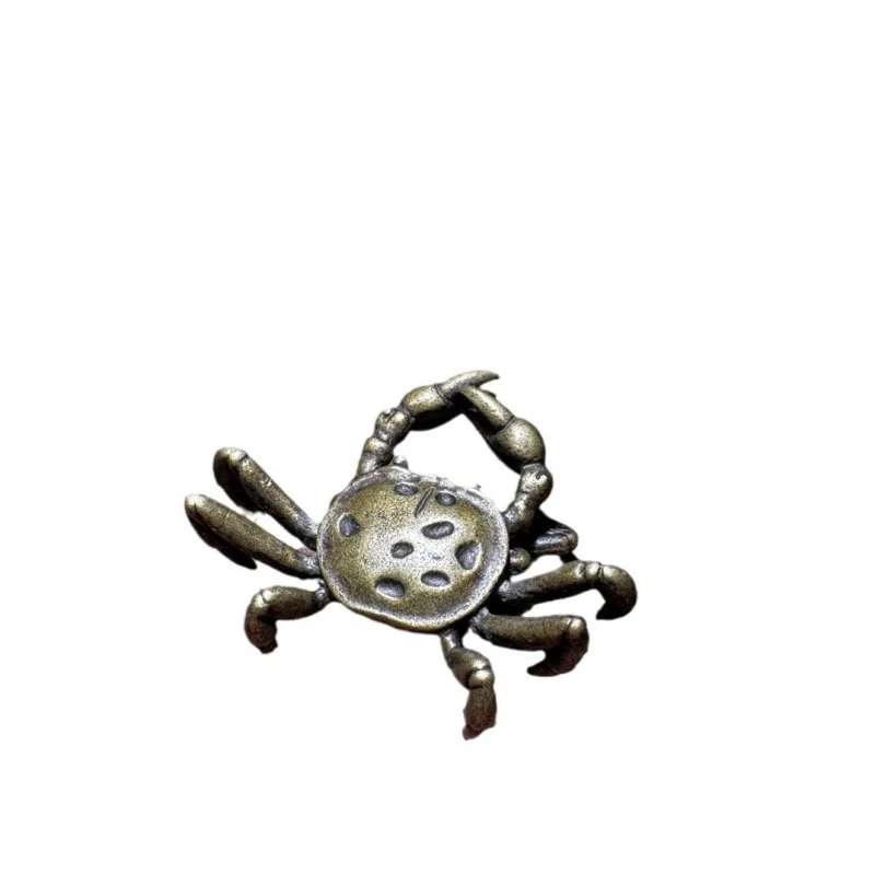 Copper crab craft desktop ornament, tea pet, cup lid mat, collectible small accessory, hand-held piece