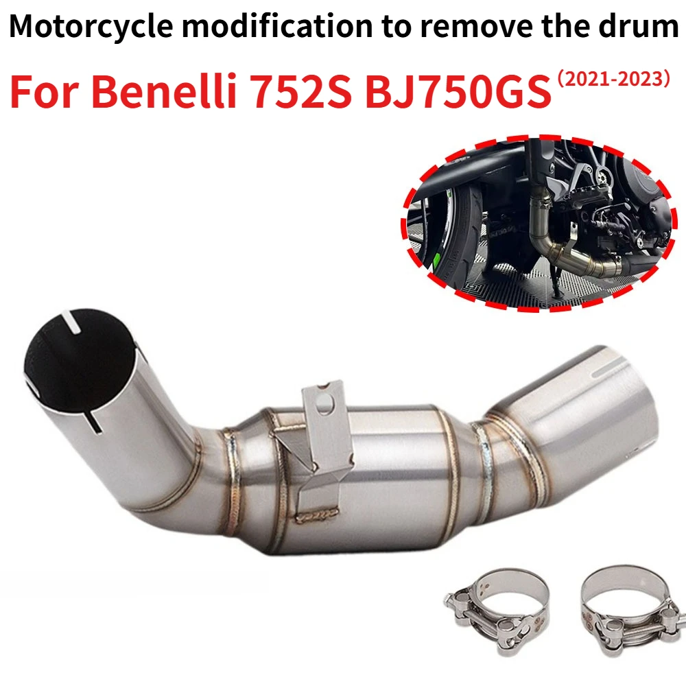 

Motorcycle Benelli 752S Stainless Steel Drum-less Center Section, Connect Original Muffler Sleeve For 752 752S BJ750GS 2021-2023